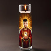 Patrick Mahomes prayer candle, designed by Pray To The Stars